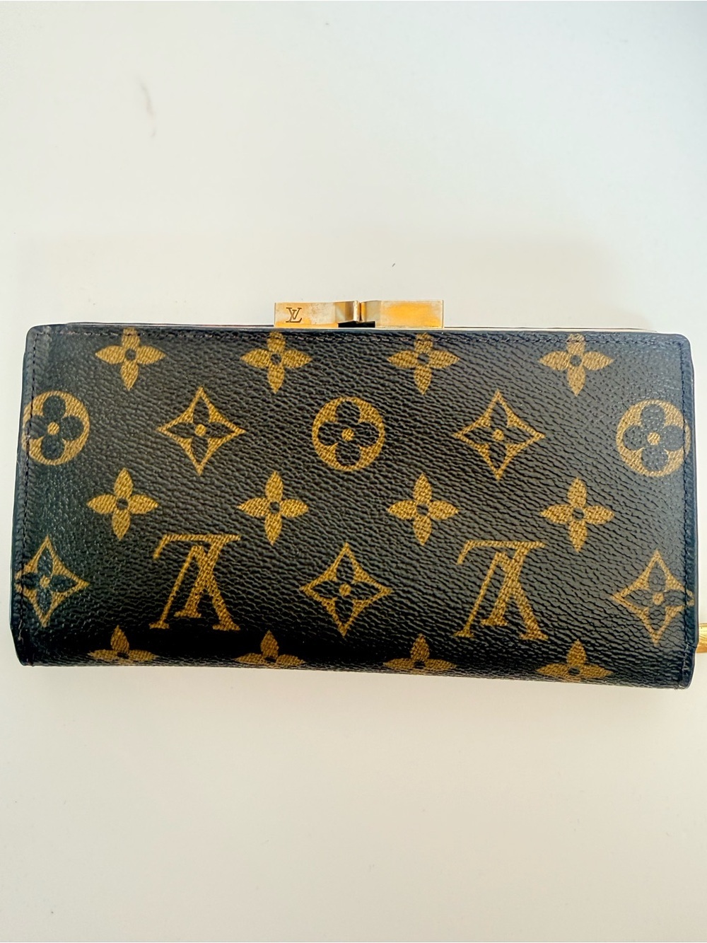 Vintage Louis Vuitton Monogram Coated Canvas Wallet  with Gold Hardware